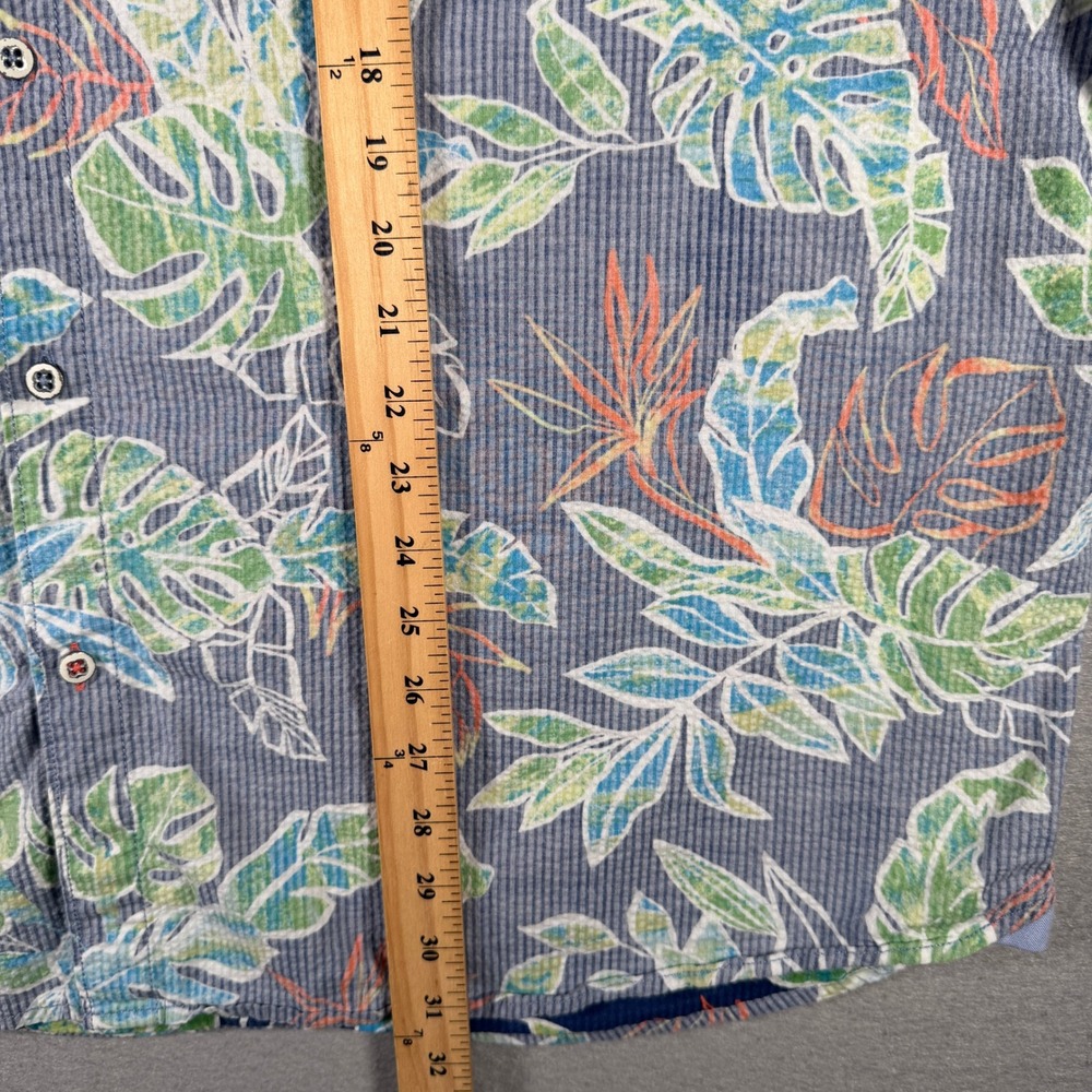 Tommy Bahama Nova Wave Mens XXL Blue Tropical Floral Seersucker Button Up Shirt - Picture 6 of 12